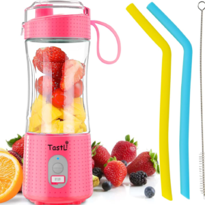 personal blender, portable juice on the go blender for shakes and smoothies, usb c rechargeable, cordless (pink)