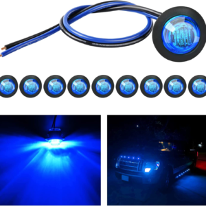 10 pcs 3/4 inch round led clearance light front rear side indicator bullet marker lamp for truck rv car bus trailer van caravan boat, blue