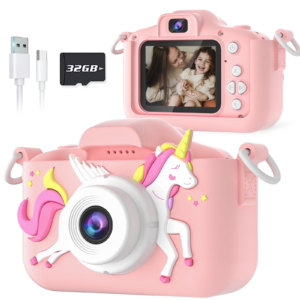 enhanced children's digital camera with adorable silicone case, ideal toy for girls ages 3 10 pink, perfect for christmas and birthday gifts