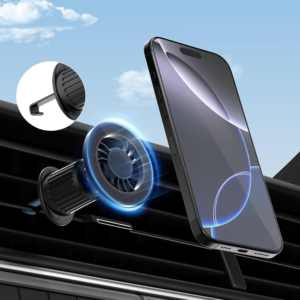 for [magsafe car mount] [360°flexible rotation] [20x strong magnets] upgraded metal hook, hands free phone holder fit for iphone 16/15/14/13/12 series, black