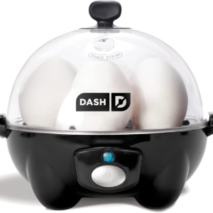 rapid egg cooker: 6 egg capacity electric egg cooker for hard boiled eggs, poached eggs, scrambled eggs, or omelets with auto shut off feature black (dec005bk)