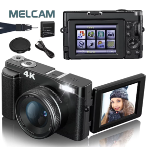 4k compact digital camera with 48mp, autofocus, anti shake, and 180° flip screen for photography and vlogging