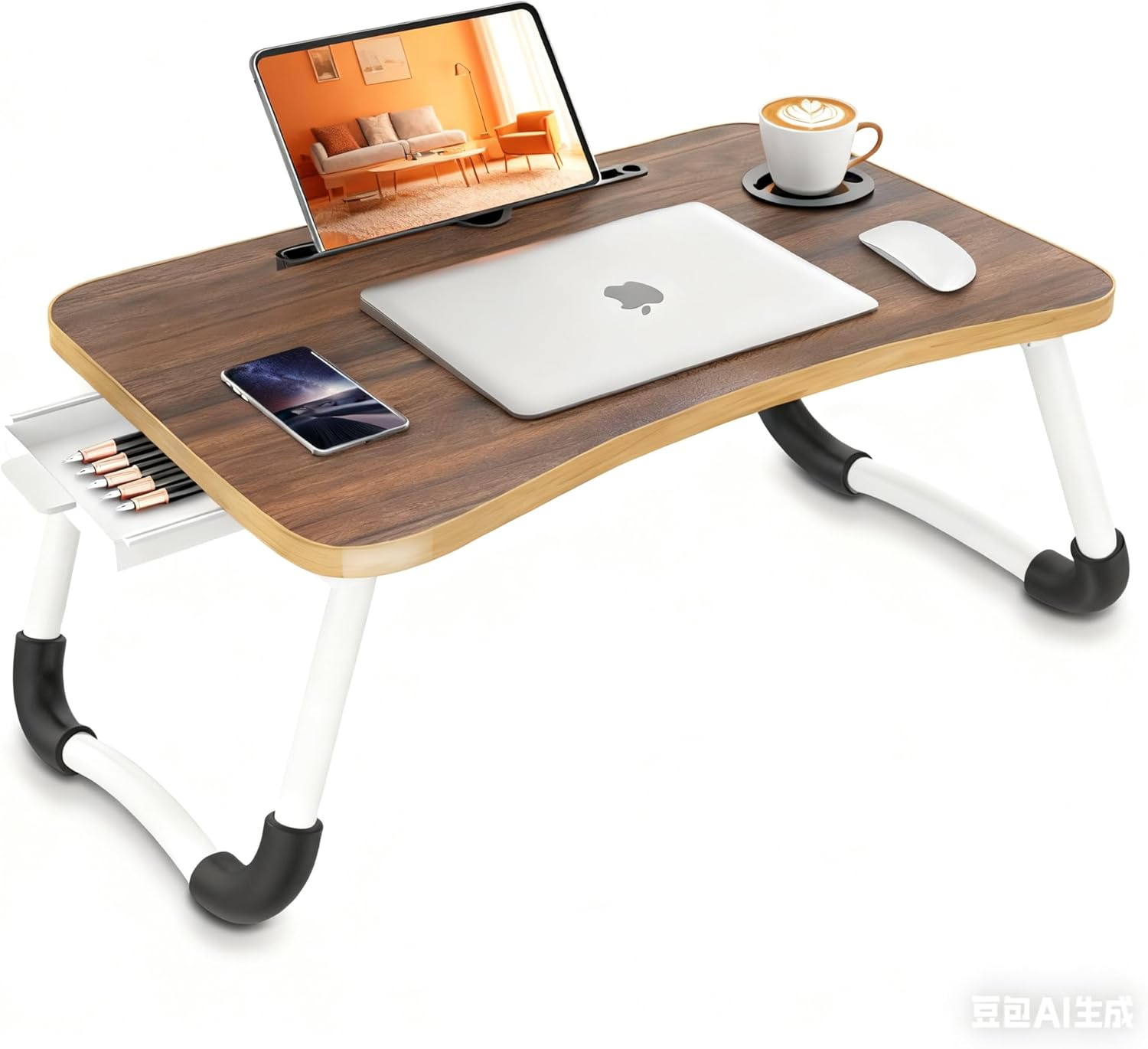 portable foldable laptop bed desk with storage drawer and cup holder lap desk laptop stand tray table for eating, reading and working portable foldable laptop bed desk with storage drawer and cup holder lap desk laptop stand tray table for eating, reading and working