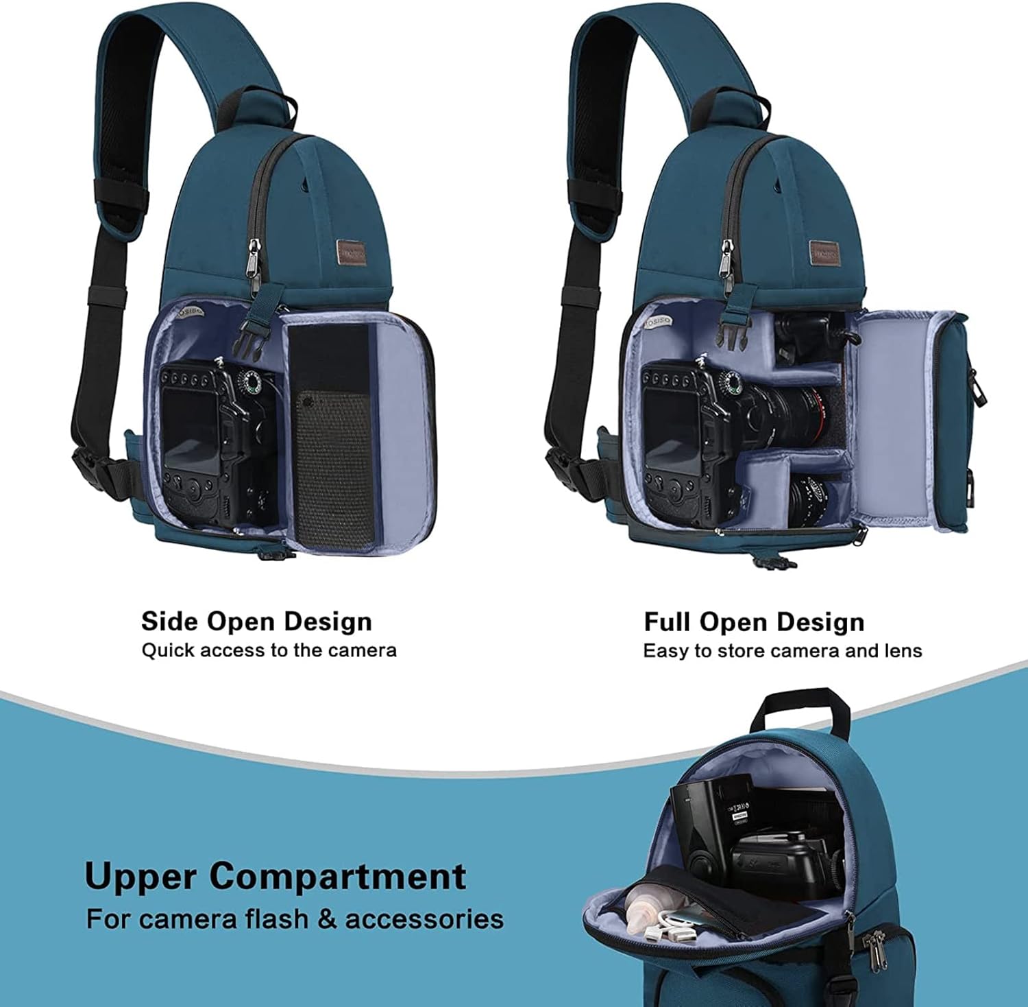 professional camera sling bag for dslr, slr, and mirrorless cameras shockproof photography backpack with tripod holder and removable modular inserts, compatible with canon, nikon, sony, and fuji deep teal professional camera sling bag for dslr, slr, and mirrorless cameras shockproof photography backpack with tripod holder and removable modular inserts, compatible with canon, nikon, sony, and fuji deep teal