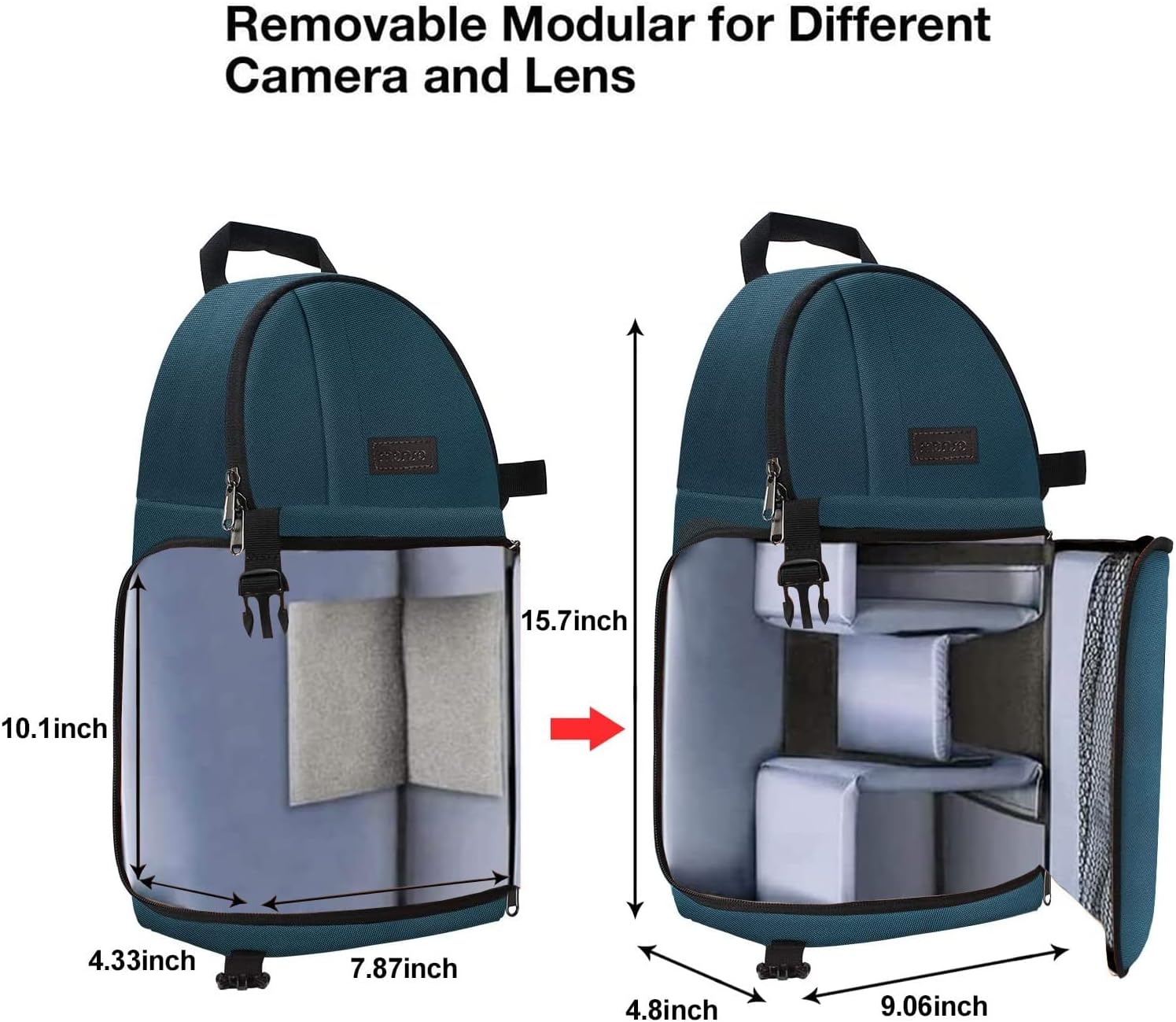 professional camera sling bag for dslr, slr, and mirrorless cameras shockproof photography backpack with tripod holder and removable modular inserts, compatible with canon, nikon, sony, and fuji deep teal professional camera sling bag for dslr, slr, and mirrorless cameras shockproof photography backpack with tripod holder and removable modular inserts, compatible with canon, nikon, sony, and fuji deep teal