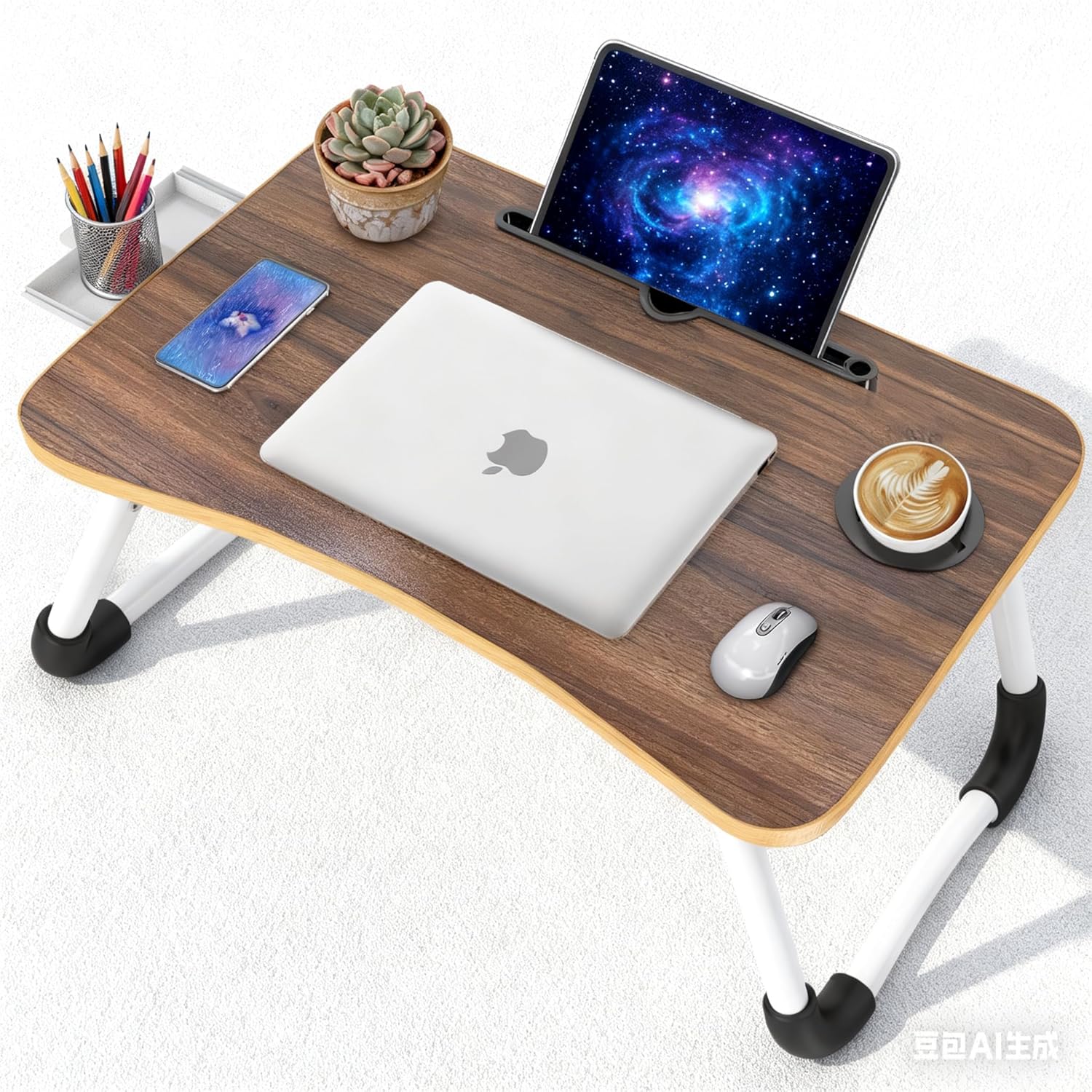 portable foldable laptop bed desk with storage drawer and cup holder lap desk laptop stand tray table for eating, reading and working portable foldable laptop bed desk with storage drawer and cup holder lap desk laptop stand tray table for eating, reading and working