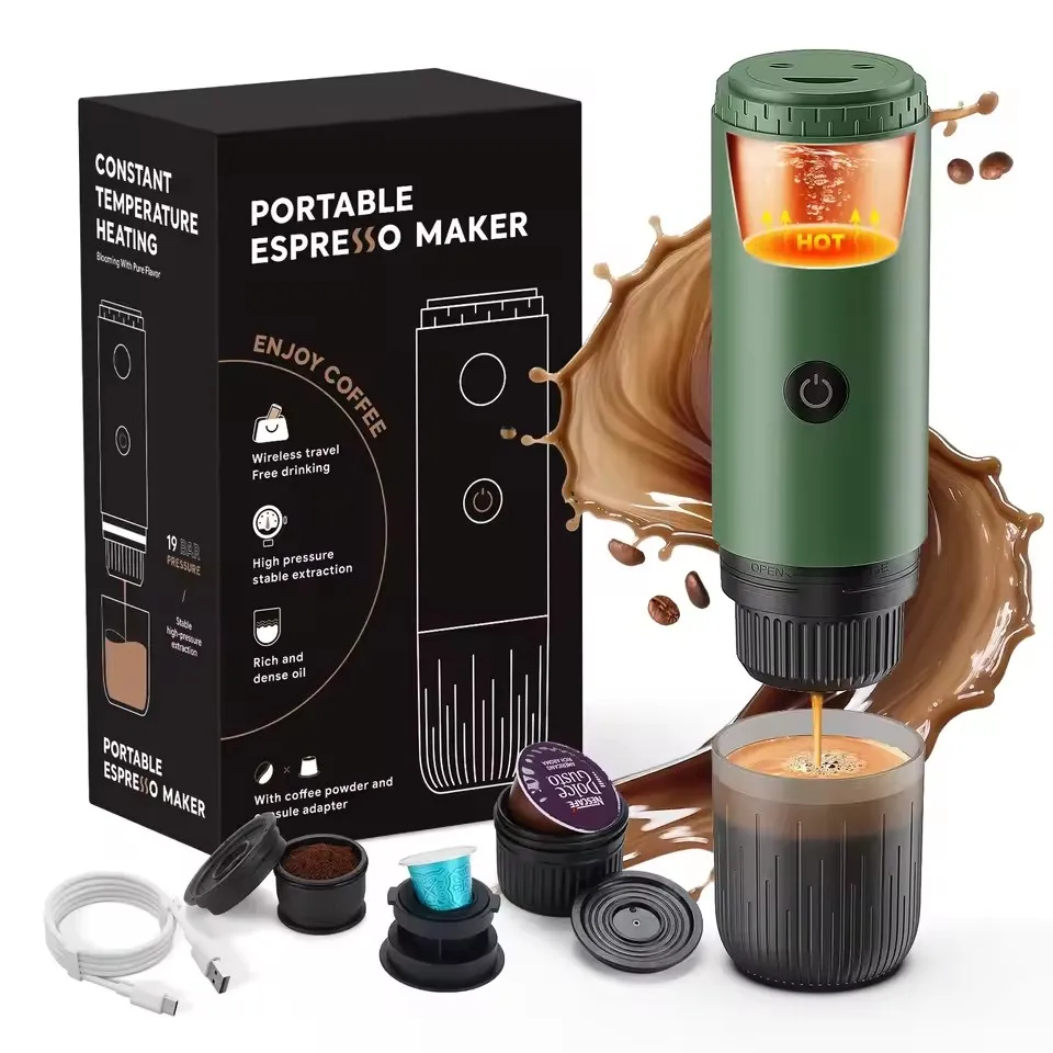 portable 3 in 1 espresso machine: travel coffee maker for camping, hiking, and office use with usb c self heating feature portable 3 in 1 espresso machine: travel coffee maker for camping, hiking, and office use with usb c self heating feature