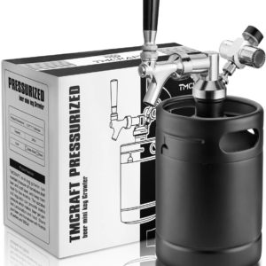 Home 64oz growler tap system, pressurized stainless steel mini keg with cooler jacket, portable home dispenser system to keep fresh and carbonation for draft, homebrew and craft beer (matte black)