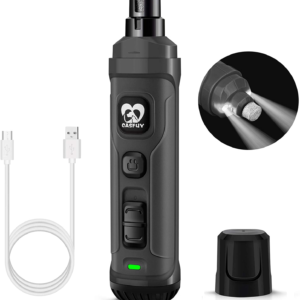 New Arrivals dog nail grinder with 2 led light new version 2 speed powerful electric pet nail trimmer professional quiet painless paws grooming & smoothing for small medium large dogs and cats (grey)
