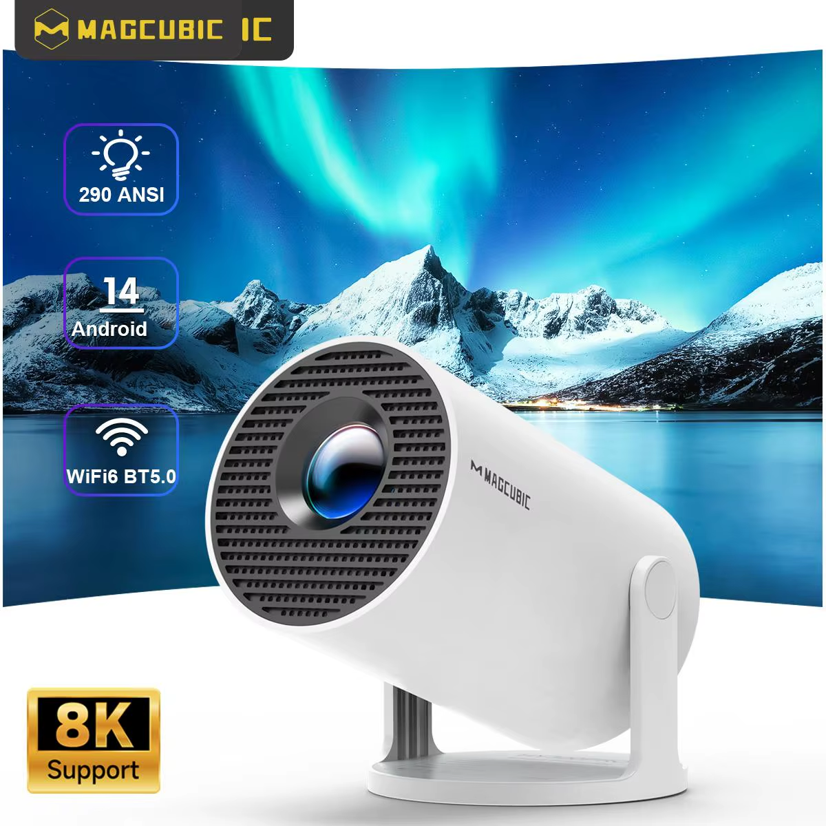 hy300 pro 8k android projector with dual wifi 6, 290 ansi lumens brightness, allwinner h726 processor, bluetooth 5.4, 1080p, and 1280x720 resolution for home cinema and outdoor applications hy300 pro 8k android projector with dual wifi 6, 290 ansi lumens brightness, allwinner h726 processor, bluetooth 5.4, 1080p, and 1280x720 resolution for home cinema and outdoor applications